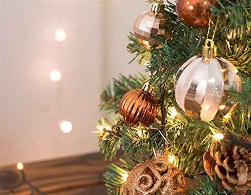 Aetygh 18 אינץ 'עץ חג המולד, עץ חג המולד מיני מלאכותי עץ חג המולד מיני עם פנסי LED וקישוטים, מופעל על סוללה,