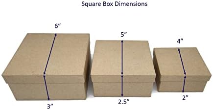 קופסאות קינון של מכשיר נייר מרובע אולסטלר - סט קטן של 3 קופסאות מכונות נייר עם מכסים ליצירה, מתנות,