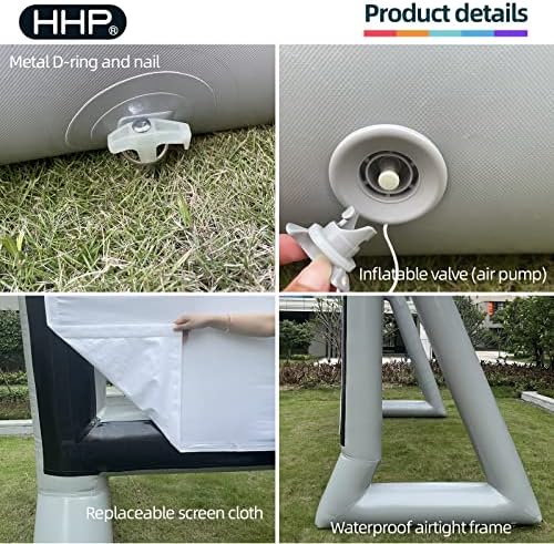 מסך סרט מקרן HHP 17ft אטום אוויר עשוי PVC, מסך סרט מתנפח אטום למים ללא מפוח ללא רעש - תמיכה בהקרנה אחורית קדמית