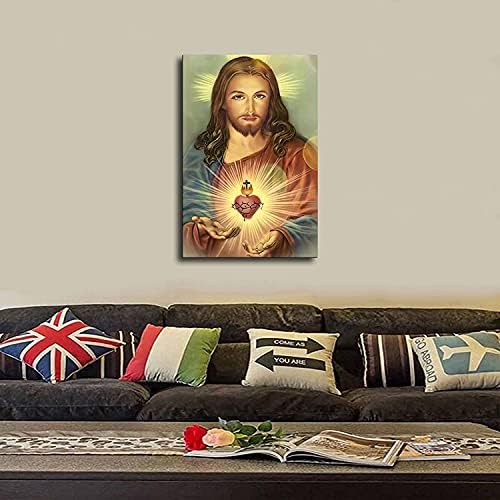 יוסון, תמונה קתולית הלב הקדוש של ישו פוסטר תמונות ציור תפאורה קיר אמנות מסגרת, 08 איקס 12 ב
