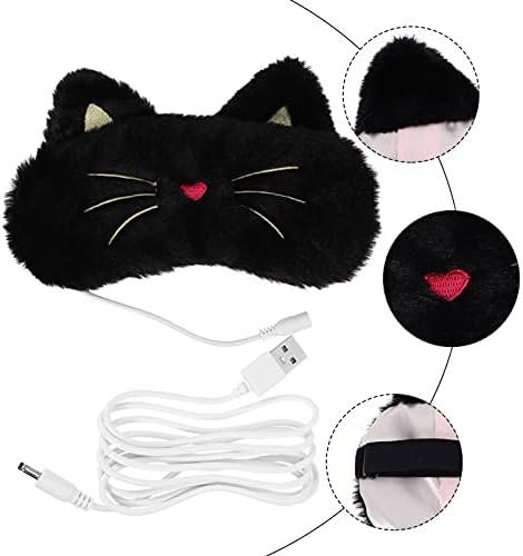 גוון ריפא 1 סט תיקון שינה USB כרית עיניים חמה חתול חמוד נייד טלאי עיניים מחומם מחומם חם יותר