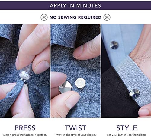 Auxilry - כפתורי חולצה מתקדמים, סגנונות הניתנים להחלפה אין צורך בתפירה! חפתים אלטרנטיביים לגברים, כפתורים