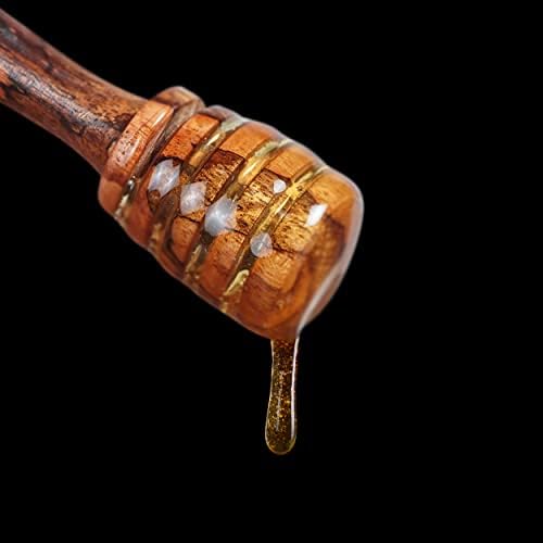נועץלחתוך בעבודת יד עץ דבש מצקת מקל דבש כפות תה בנפרד עטוף-שוקולד / גלוקוז/מייפל סירופ דבש טפטוף דבש בוחשים