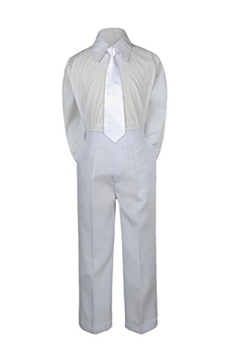 Leadertux 3pc רשמי פעוטות בנים סאטן סאטן לבן מכנסיים לבנים חליפות S-7