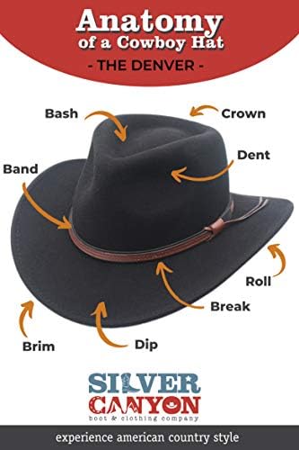 דנבר למעוך צמר הרגיש אאוטבק מערבי סגנון קאובוי כובע על ידי כסף קניון