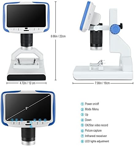 CLGZS 200x מיקרוסקופ דיגיטלי 5 '' מסך תצוגה מיקרוסקופ מיקרוסקופ אלקטרונים מציג כלי ביולוגיה מדעי