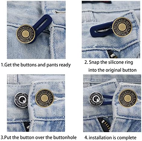 כפתור מרחיב של Iceyli 8 חתיכות, כפתור מאריך סיליקון של מכנסיים המותניים, כפתור מאריך מותניים אלסטיים