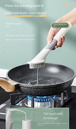 NA מברשת שטיפת כלים עם מתקן סבון עם מברשת דיסק חלוקת סבון ידית, קרצוף מטבח לניקוי כיור כלי שולחן
