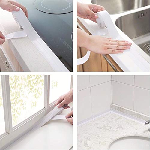 רצועת Caulk Dgzzi 1-1/4 x 15 PVC דבק עצמי דבק עצמי קלטת איטום אטום למים לאמבטיה מקלחת אמבטיה