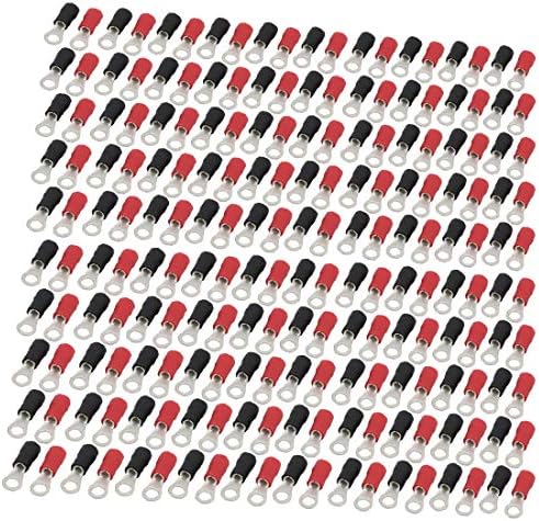 אקס-דריי 100 זוגות קרוואנים 2-4 טרמינל קרימפ מבודד מראש עבור אוג 16-14 חוט אדום שחור(טרמינל א קרימפאר לפני