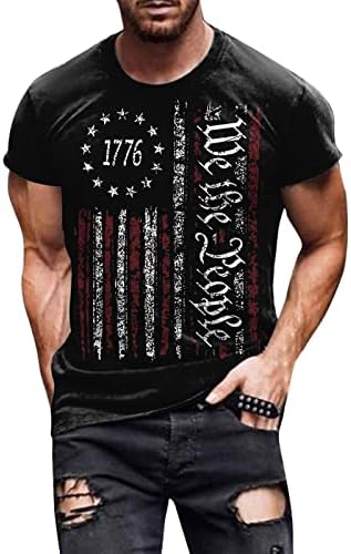 חולצות פטריוטיות לגברים, אמריקה דגלו חולצות שרירים לגברים חולצת T פטריוטית שרוול קצר 4 ביולי