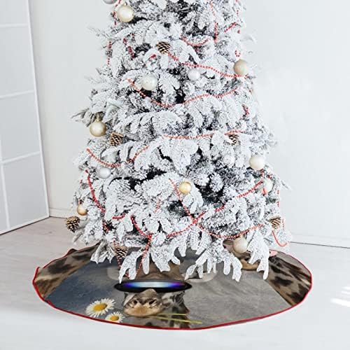 חצאית עץ חג המולד של ג'ירפה Selfie מחצלת עץ רכה לקישוטים למסיבות חג 48 x48