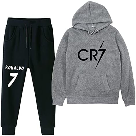 Koniee Kids Cristiano Ronaldo Superover קפוצ'ון ומכנסי טרנינג מגדיר אימונית 2 חלקים חליפת סווטשירט