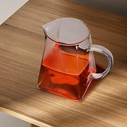 קנקן התה של אליפיס כוס תה מרובע חלב זכוכית קטנה עם ידית, תוכנת תה כוס תה זכוכית כוס תה מתקן תה עם זרבובית,