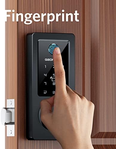 מנעול חכם של Geonfino, טביעות אצבע ללא מפתח נעילת דלת כניסה עם אפליקציית Bluetooth, מסך מגע של מגע מגע של לוח