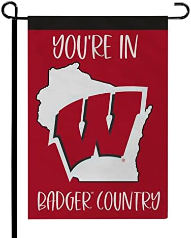 FanMats 34997 WISCONSIN BADGERS STATE SHATE FLAG GARDE 12 X18