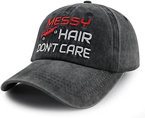 שיער מבולגן של Goyklrb לא אכפת מכסה בייסבול לגברים, כובע כותנה שטוף מתכוונן מצחיק