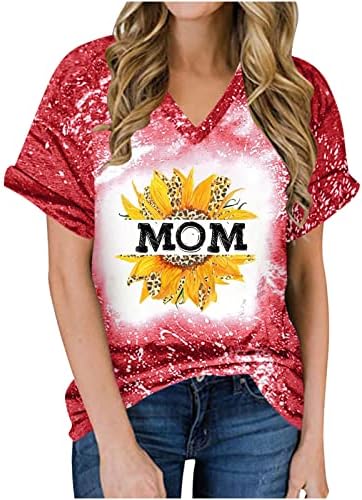אמא חולצה לנשים קיץ קצר שרוול אמא חולצות עניבה לצבוע אמא חולצות אותיות מודפס גרפי טיז מזדמן