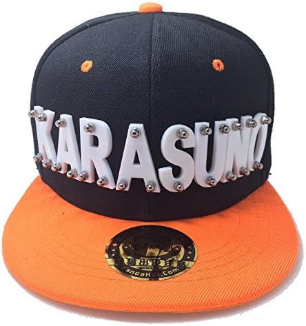 כובע Karasuno בשחור עם שוליים כתומים