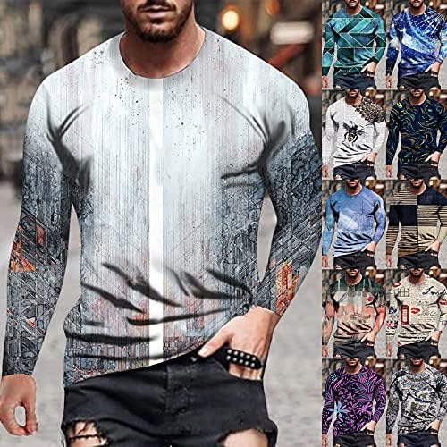חולצות טריקו של קוואשיזה יסודות גברים צווארון אולטרה רך שרוול ארוך דפוסים אמנותיים מודפסים חולצת