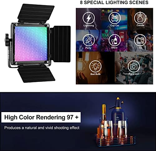 אורות וידאו לד 850 ד ' עם 2 קופסאות רכות, 360 לוח תאורת וידאו בצבע מלא עם בקרת אפליקציות,2 חבילות ערכת תאורת