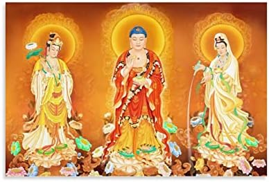 אמונות דתיות, כרזות בודהיסטיות, אמיטבהא בודהה, Avalokitesvara, כרזות אמנות הדפסים אמנות קיר קיר לעיצוב