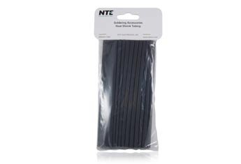 NTE Electronics 47-20806-BK צינורות מכווץ חום, קיר דק, יחס כווץ 2: 1, קוטר 1/2 , אורך 6, שחור