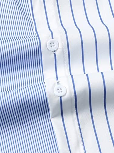 סוודיורוקס לגברים מזדמנים שרוול קצר צווארון צוואר צוואר פסים כפתור מטה חולצות