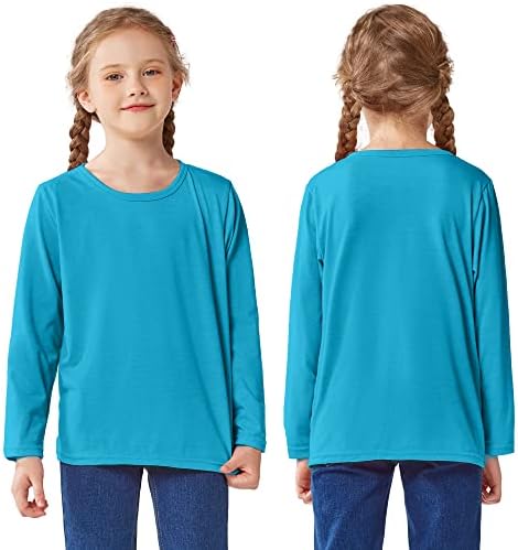 5 מארז בנות ארוך שרוול טיז בסיסי צווארון עגול רך חולצות פעוטות ארוך שרוול חולצות מגוון צבעים