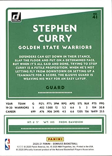 2020-21 דונרוס 41 סטיבן קארי גולדן סטייט ווריירס כרטיס כדורסל