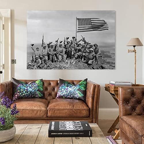 קרב על איוו ג'ימה ， דגל אמריקאי על איוו ג'ימה ， מלחמת העולם השנייה פוסטרים של אמנות זיכרון מעוררת