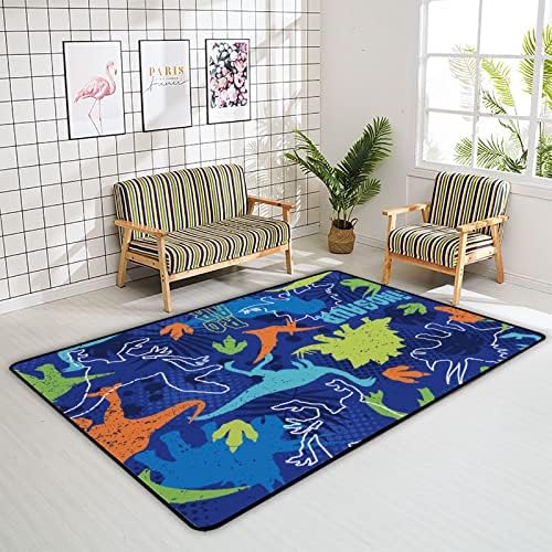 זוחל שטיח מקורה משחק מחצלת דינוזאור צבעוני לסלון חדר שינה חינוכי חינוך חינוכי שטיחים שטיחים 80x58in