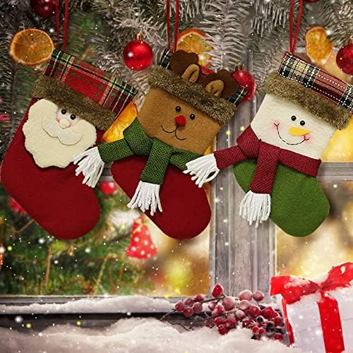 קישוט לחג המולד ציוד גרבי שלג לחג המולד קטן גרביים לחג המולד לילדים גרבי ממתקים שקית מתנה תיק