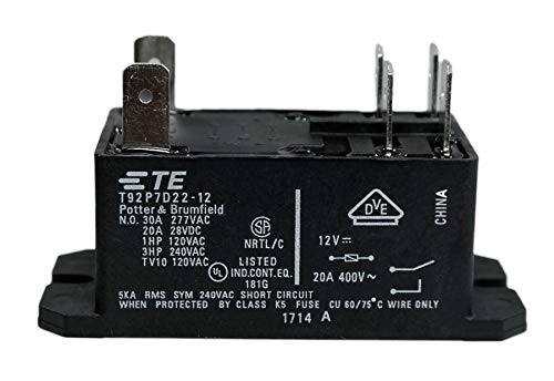 TE קישוריות/פוטר וברומפילד T92P7D22-12 ממסר כוח, 12VDC, 30A, DPST-NO, אוגן