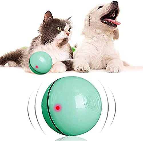 כדור צעצועים לחתולים אינטראקטיביים עם אור LED, 360 מעלות אוטומטית עצמית סיבוב כדור אינטליגנטי, צעצוע חכם נטען