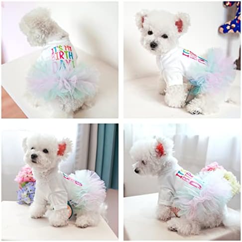 יום הולדת לכלב טוטו שמלת בגדי כלבים לכלבים קטנים ילדה צ'יוואווה יורקי תלבושת מסיבת יום הולדת