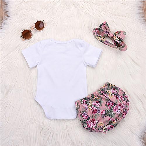 תינוקת יילוד תינוקת רומפר סרבל בגד גוף +מכנסי פרחים +סט תלבושת קיץ סרט