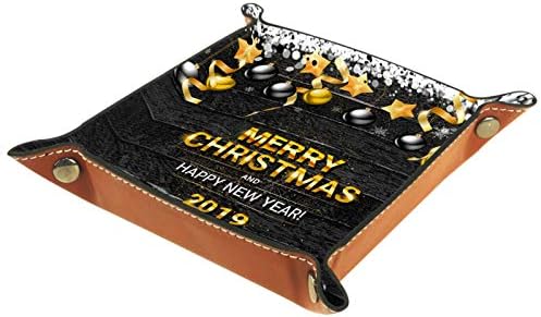 LYETNY 9 כדורי חג המולד כוכבים מארגן מרקם עץ שחור מגש אחסון קופסת מיטה מיטה קאדי שולחן עבודה מגש החלפת מפתח
