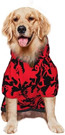 קפוצ'ון גדול כלב וולשי-דרקון-אדום-אדום-שחור סוודר עם כובע עם מעיל תלבושת חתולים רכים xx-large