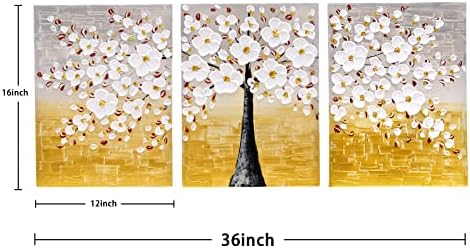 ביבינס בד קיר אמנות לסלון בעבודת יד ציורי קיר קישוטי מודרני פרחוני יצירות אמנות מוכן לתלות 12איקס 16 איקס 3 פנל