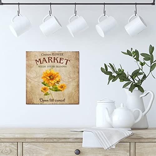 שלטי עץ שוק פרחים קאנטרי שוק עץ פלאק חמניות פתוח עד שקיעה חווה סגנון קיר תפאורה פרחים חוות פרחים