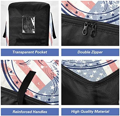שקית אחסון בגדים משולבת לשמיכה - קיבולת גדולה של נץ נץ אמריקני מארגני דגל אמריקאים עם רוכסן אחסון שמיכה