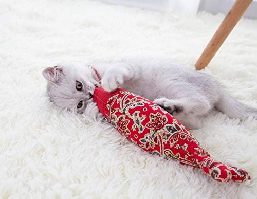 צעצוע חתול דגים גדול של שופון, צעצועי כרית בועט חתולים עם קטניפ, צעצועים לחתולים לחתולים מקורה