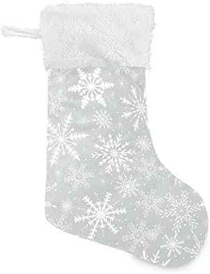 גרבי חג המולד של Alaza מכסף פתית שלג על קישוטי גרביים גדולים קלאסיים קלאסיים לעיצוב עונת החגים