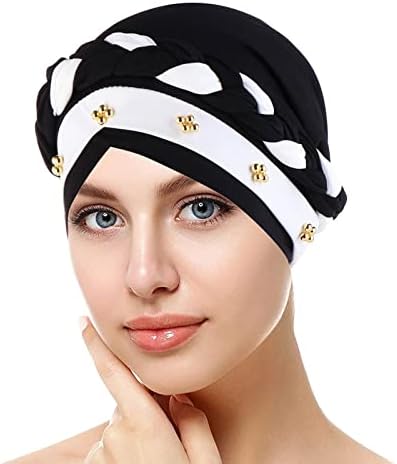 טורבן בוהמי לנשים עוטף ראש בלוק צבע עוטף סרטן טוויסט אלגנטי סרטן כובע כיפה קפלים רכים קפלים קפלים