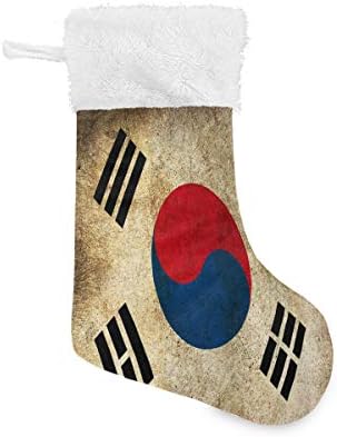 דגל רטרו קוריאני דגל קוריאני גרבי חג המולד 1 חבילה 17.7 , גרביים תלויים לקישוט חג המולד