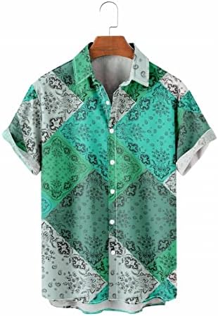 חולצות הוואי מודפסות בגברים כפתור שרוול קצר במורד חולצות חוף מתחת ל
