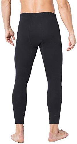 מכנסי תחתונים תרמיים לגברים מכנסי תחתונים ארוכים, תחתית שכבת בסיס חמה מכותנה במשקל בינוני