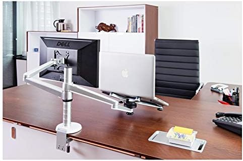 7 שולחן עבודה כפול זרוע 25 אינץ מוניור מחזיק + מחשב נייד מחזיק מעמד שולחן מלא תנועה כפולה צג הר זרוע סטנד