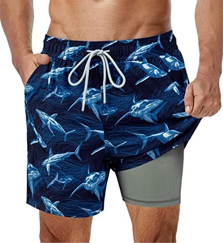 גלישה גזעי שחייה לגברים עם אניה דחיסה 5 אינץ 'חריפים מהיר יבש 2 ב 1 בגדי ים של מכנסי שחייה